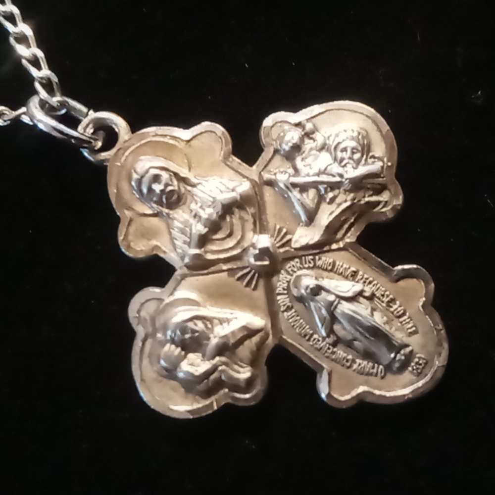 Catholic cross pendant sterling 925 on a James Avery flat curb chain 18 in. long